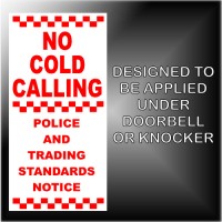 1 x Under Doorbell or Below Knocker - No Cold Callers,Salesman Calling Warning House Sticker-Self Adhesive Vinyl Door Bell Sign
